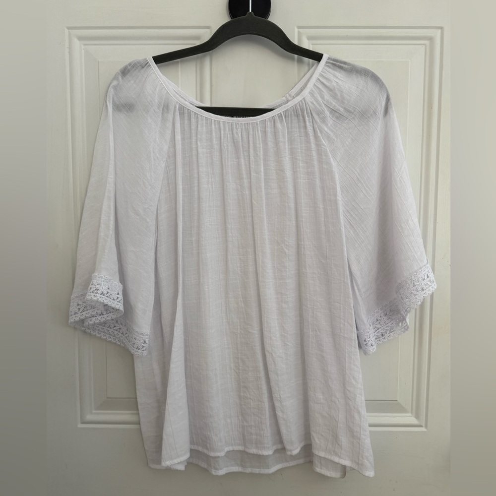 Counterparts Womens White Rayon Poly Soft Holiday Air 3/4 Sleeve Top M